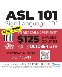 ASL Sign Language Online Studies 101 (10/15-11/19)